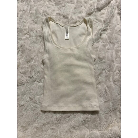 SKIMS Beige Ribbed Tank Top in color bone - Picture 3 of 5